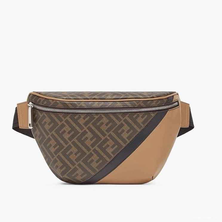 Cheap FF Brown Bag Black In Fendi Belt Motif Fabric 0730